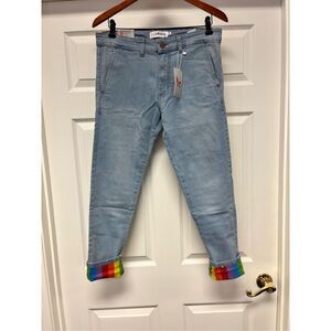 Pride Bunny Rainbow Roll Up Jeans sz 34 NWT LGBTQ